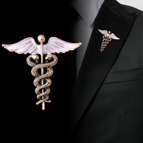 Classical Business Wedding Angel Wings Snake Alloy Zinc Spray Paint Men'S Brooches