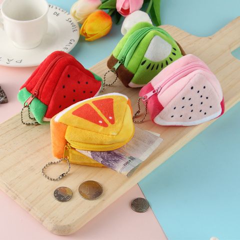 Women's Fruit Plush Multicolor Zipper Kids Wallets