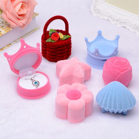 Cute Starfish Crown Shell Flannel Jewelry Boxes