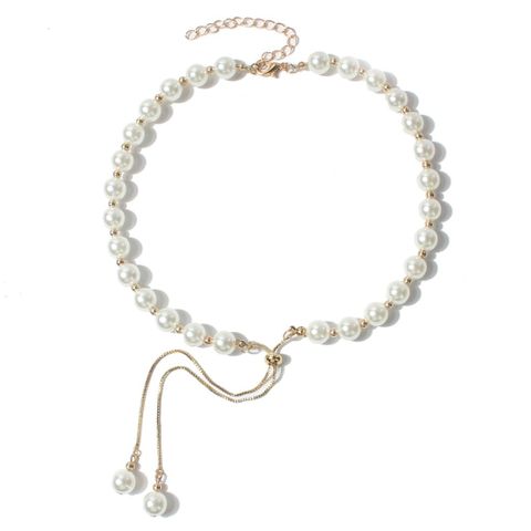 Fashion Simple Pearl Pull-out Small Beads Pendant Female Necklace