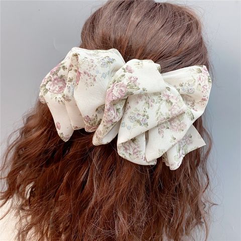 Fashion Elegant Morandi Color Floral Oversized Bow Hairpin Barrettes