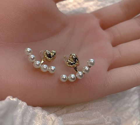 Fashion Geometric Inlaid Pearls Alloy Pearl Earrings
