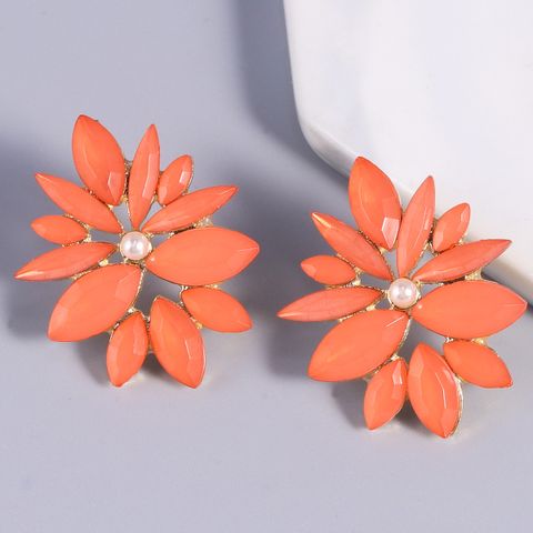 New Candy Color Alloy Earrings Small Colorful Flowers Diamond Stud Earrings
