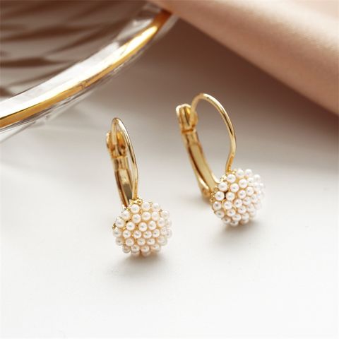 1 Set Fashion Geometric Plating Alloy Artificial Pearls Earrings
