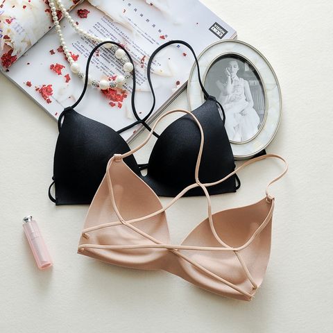 New Style Simple Solid Color Cross Sling Underwear Bra