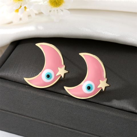 Vintage Evil Eyes Ear Studs Dripping Oil Moon Eye Earrings Wholesale