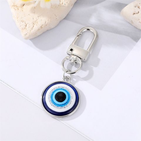 Fashion Alloy Inlaid Resin Eye Shaped Keychain Round Blue Eyes Bag Pendant Accessories