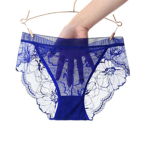 Plus Size Sexy Mesh Women's Mid-waist Panties Lace Purified Cotton Crotch