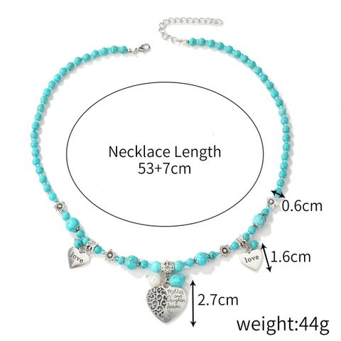 Long Natural Turquoise Pendant Necklace Bohemian Ethnic Style Necklace For Women