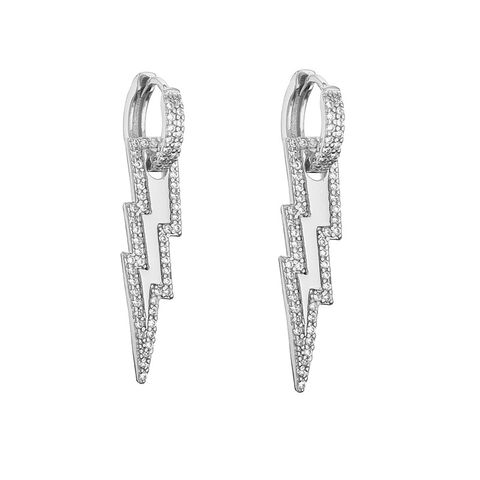 Copper Fashion Geometric Lightning Artificial Gemstones Earrings Necklace