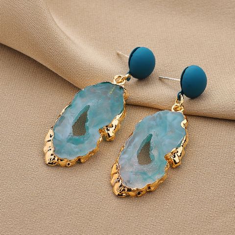 Creative Vintage Irregular Hollow-out Blue Peacock Earrings Wholesale