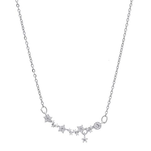 Simple New Style Star Shape Inlaid Diamond Pendant Clavicle Chain Short Necklace