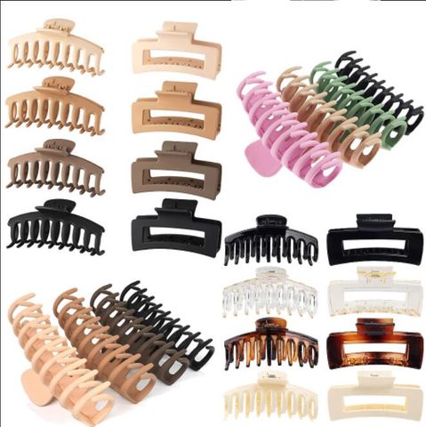 Solid Color Frosted Rectangular Ps Material Hair Clip