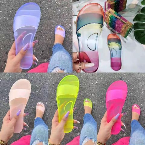 Ocio Patrón De Bloqueo De Color Color Sólido Ocio Una Forma Verano  Tacón Plano Zapatos Planos