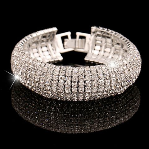 Wholesale Jewelry Fashion Round Rhinestone Zinc Artificial Rhinestones Diamond Bangle