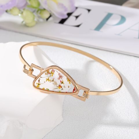 Simple Style Flowers Alloy Epoxy Resin Bangle