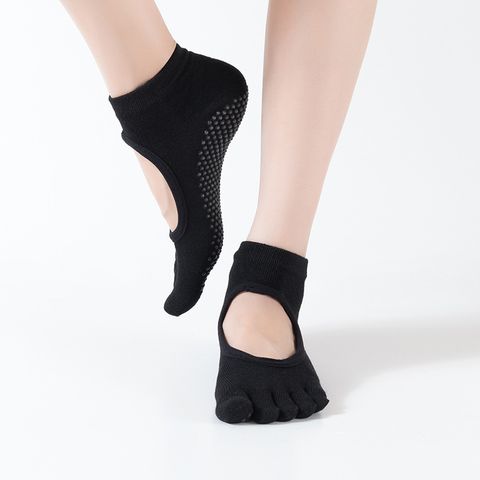 Women's Sports Solid Color Cotton Blend Split Toe Hollow Out Socks