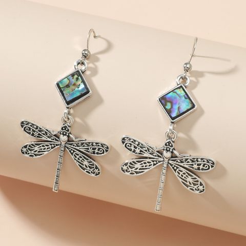 Retro Dragonfly Alloy Plating Shell Earrings