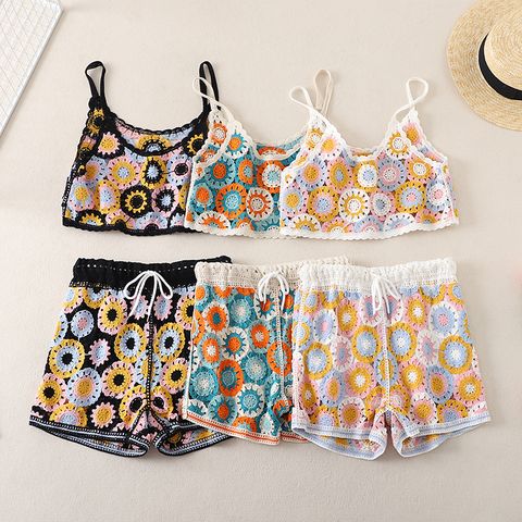 Women's Vacation Geometric Shorts Suits