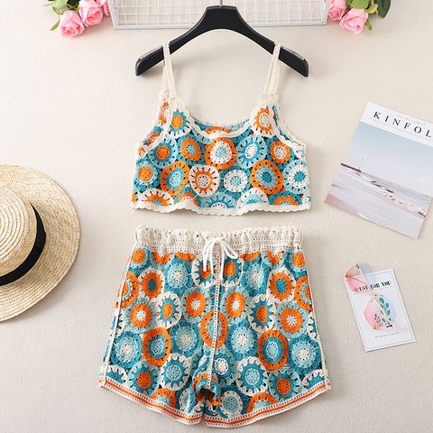 Women's Vacation Geometric Shorts Suits