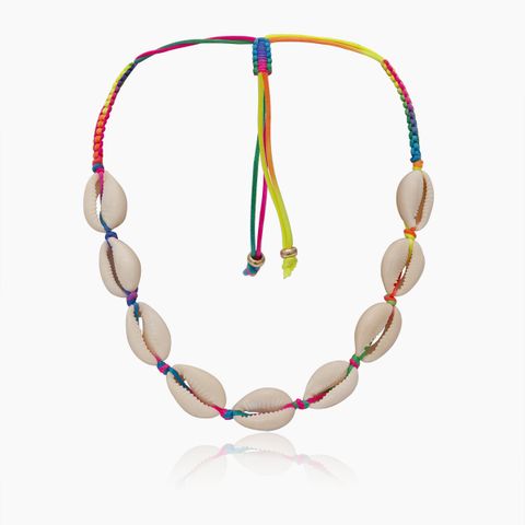 Beach Shell Colorful Braided Rope No Inlaid Necklace