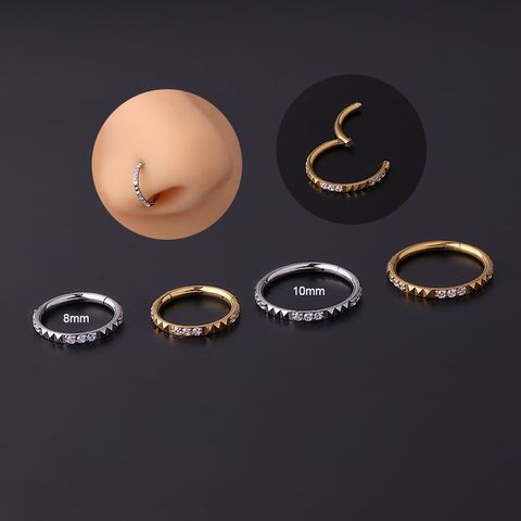 Unisex Fashion Circle Stainless Steel Nose Ring Plating Inlay Zircon