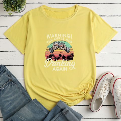 Women's T Shirt Short Sleeve T-shirts Printing Casual Letter