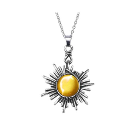 Retro Sun Moon Alloy Inlay Artificial Gemstones Earrings Necklace