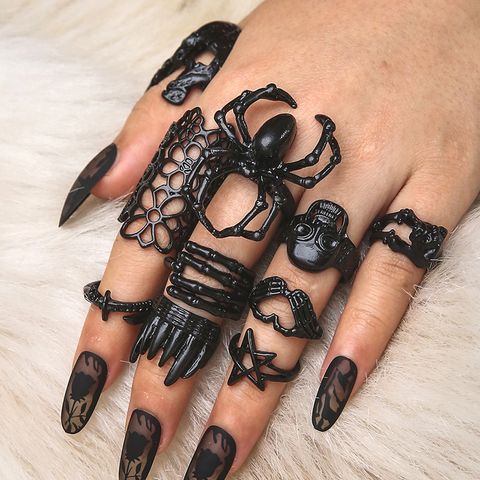 Spider Skull Alloy Paint No Inlaid Rings