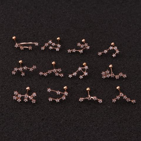 Ear Cartilage Rings & Studs Fashion Constellation 316 Stainless Steel  Copper Inlay Zircon