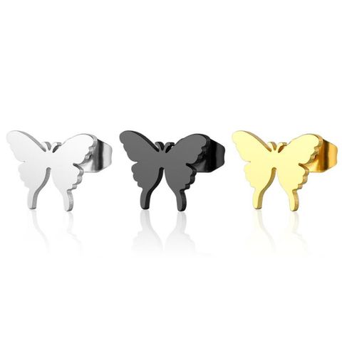 Mujeres Estilo Simple Mariposa Acero Inoxidable Sin Incrustaciones Pendientes Enchapado Pendientes De Acero Inoxidable