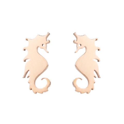 Women's Fashion Hippocampus Stainless Steel No Inlaid Ear Studs Stainless Steel Earrings