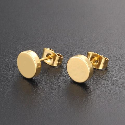 1 Pair Simple Style Round Stainless Steel Ear Studs