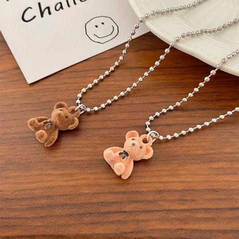 Cute Bear Alloy Plating Couple Necklace