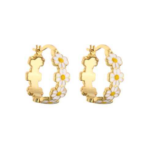 Women's Cute Fashion Flower Copper Artificial Gemstones Earrings Necklace