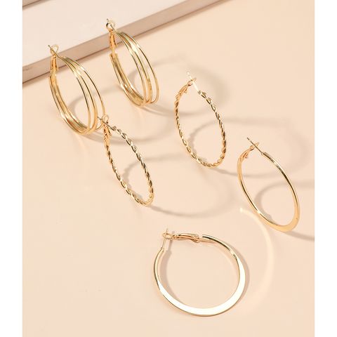 Exaggerated Round Metal Plating No Inlaid Hoop Earrings
