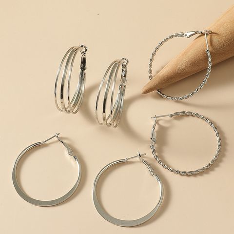 Exaggerated Round Metal Plating No Inlaid Hoop Earrings