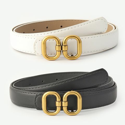 Women's Fashion Solid Color Pu Leather Alloy Belt