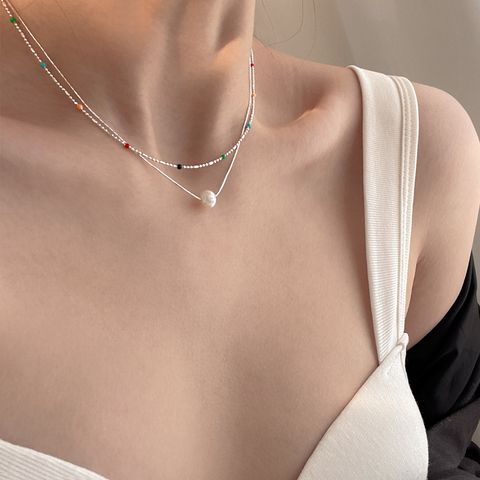 Women's Sweet Geometric Imitation Pearl Alloy Necklace Necklaces