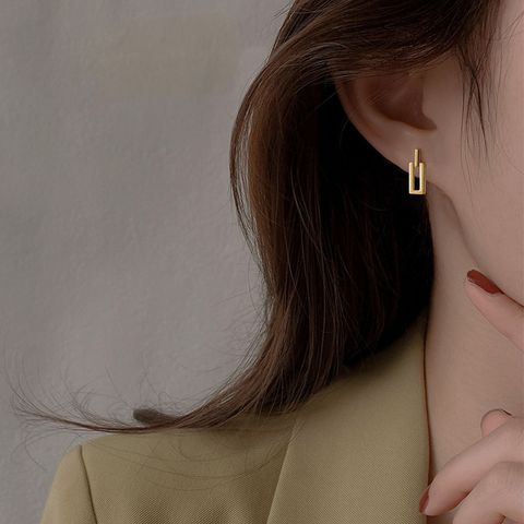 Simple Style Geometric Alloy Metal No Inlaid Ear Studs