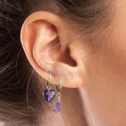S925 Sterling Silver Fashion Creative Colorful Heart-shaped Crystal Eardrops Earrings