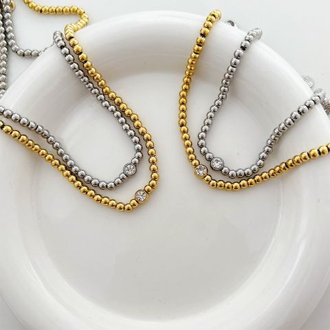 Edelstahl 304 16 Karat Vergoldet Weißgold Plattiert Vergoldet Einfacher Stil Überzug Einfarbig Halskette
