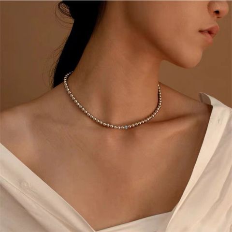 304 Stainless Steel 16K Gold Plated White Gold Plated Gold Plated Simple Style Plating Solid Color Necklace