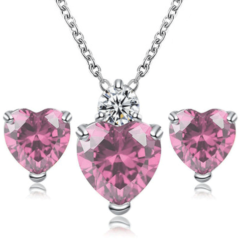 1 Set Simple Style Heart Shape Alloy Inlay Zircon Women's Jewelry Set