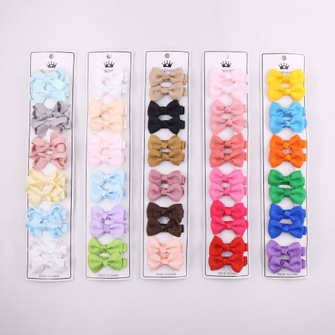 Simple Style Solid Color Bow Knot Rib Ribbon Hair Clip