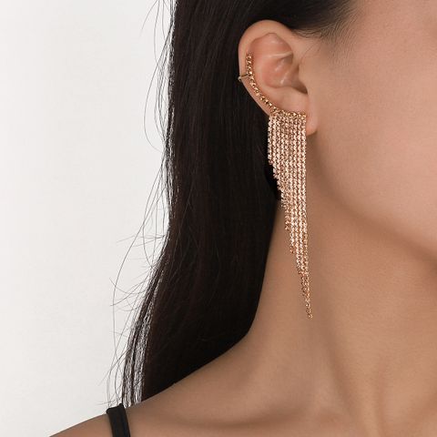 Simple Tassel Rhinestone Ear Needles Geometric New Long Earrings