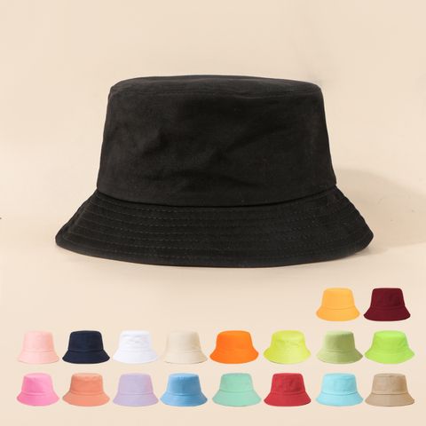 Unisex Basic Solid Color Wide Eaves Bucket Hat