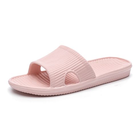 Basic Solid Color Home Slippers Open Toe Flat House Slippers