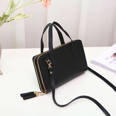 Women's Small Pu Leather Solid Color Elegant Square Zipper Shoulder Bag Handbag Crossbody Bag
