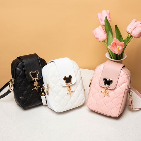 Fashion Solid Color Lingge Square Buckle Crossbody Bag